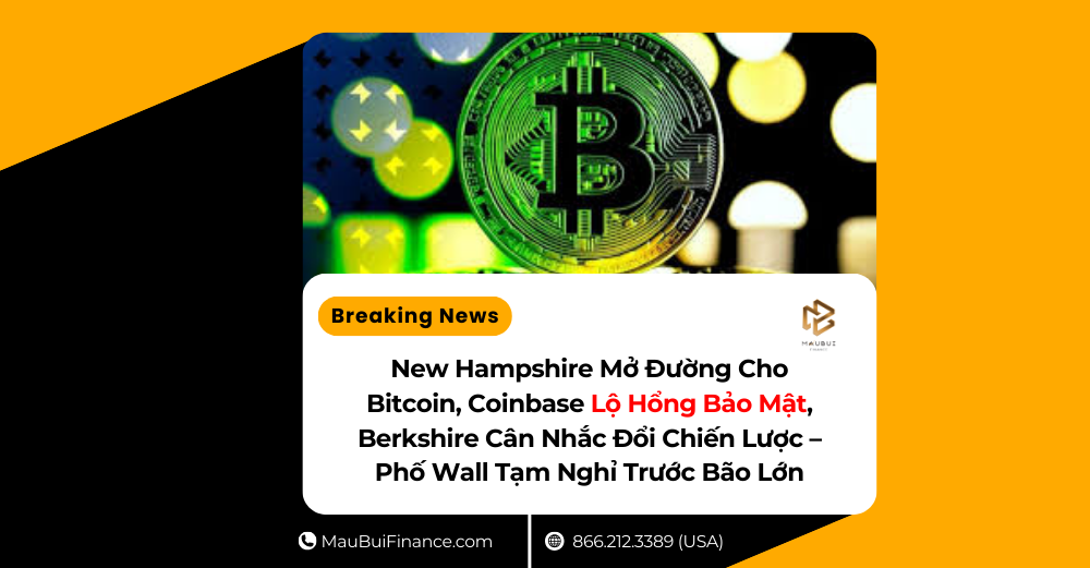 New Hampshire Mở Đường Cho Bitcoin, Coinbase Lộ Hổng Bảo Mật, Berkshire Cân Nhắc Đổi Chiến Lược – Phố Wall Tạm Nghỉ Trước Bão Lớn