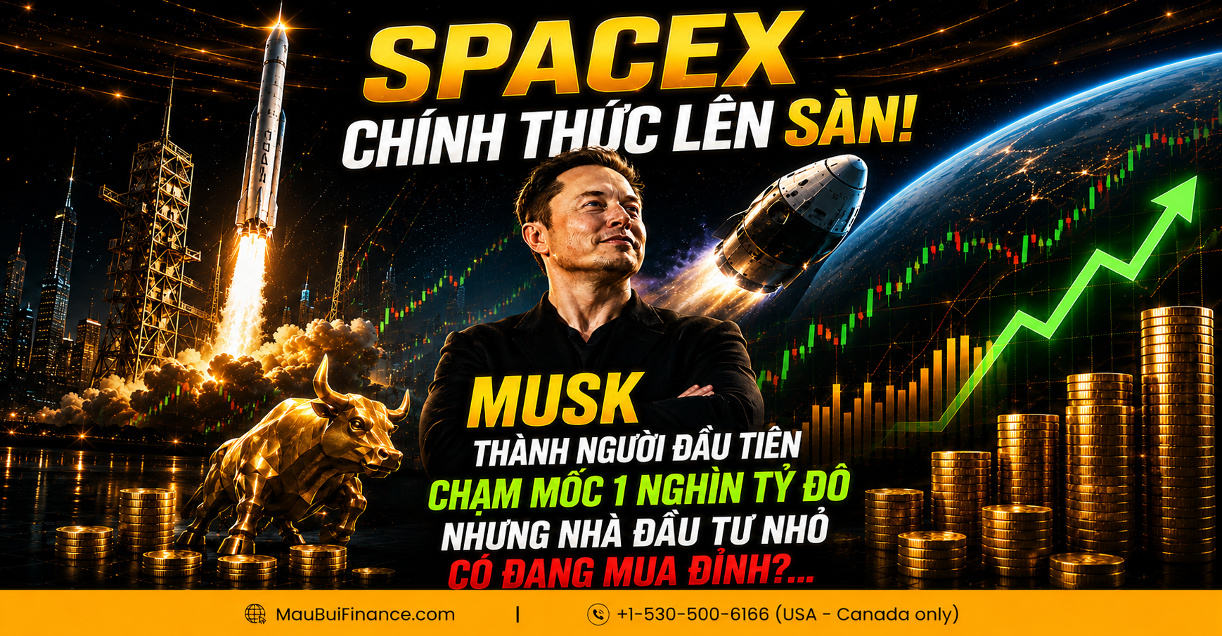 SPACEX CHÍNH THỨC LÊN SÀN!  MUSK THÀNH NGƯỜI ĐẦU TIÊN CHẠM MỐC 1 NGHÌN TỶ ĐÔ — NHƯNG NHÀ ĐẦU TƯ NHỎ CÓ ĐANG MUA ĐỈNH? 