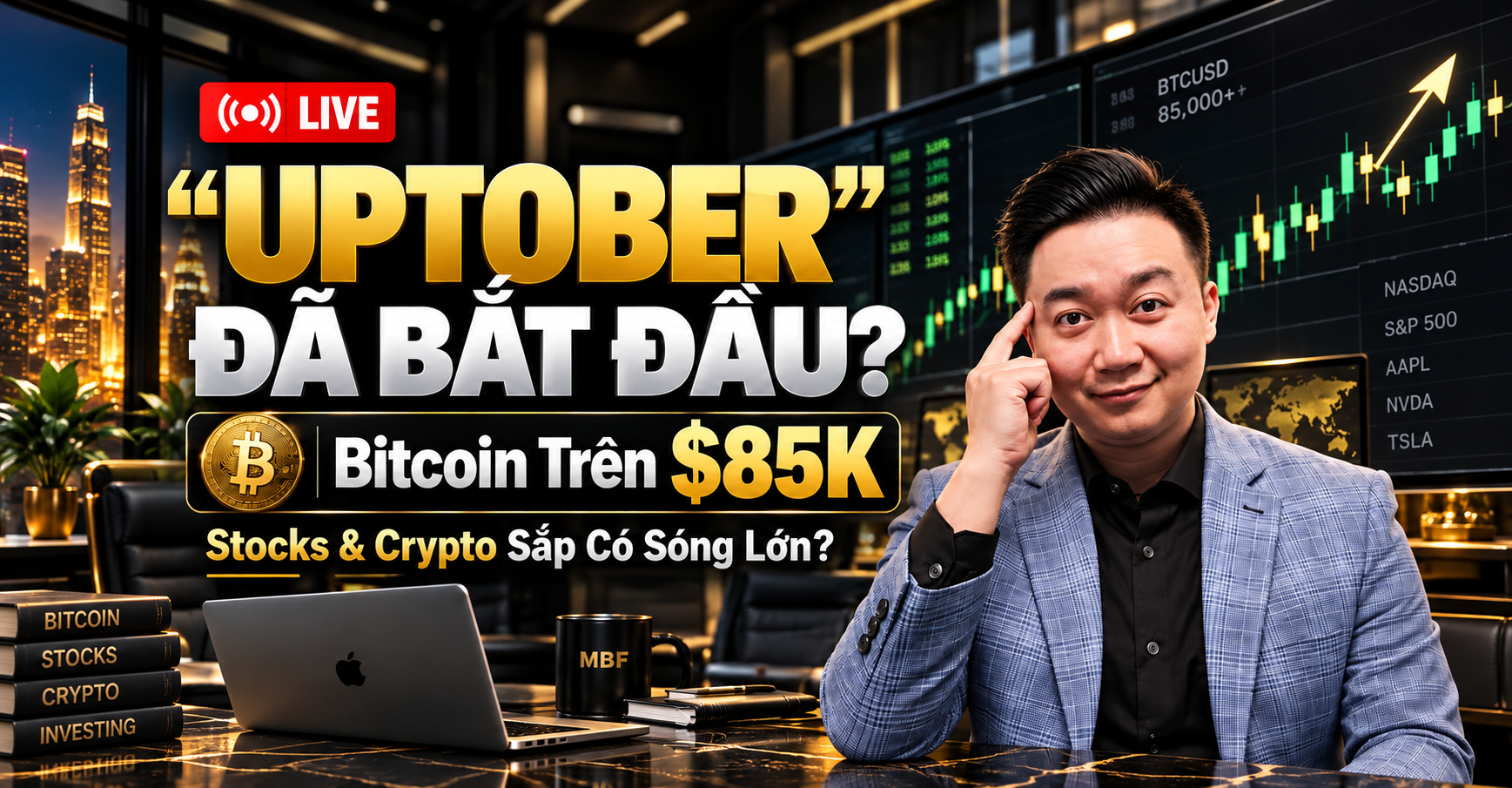 Phân tích thị trường Stocks-Crypto trong Livestream Youtube 10/04/2026